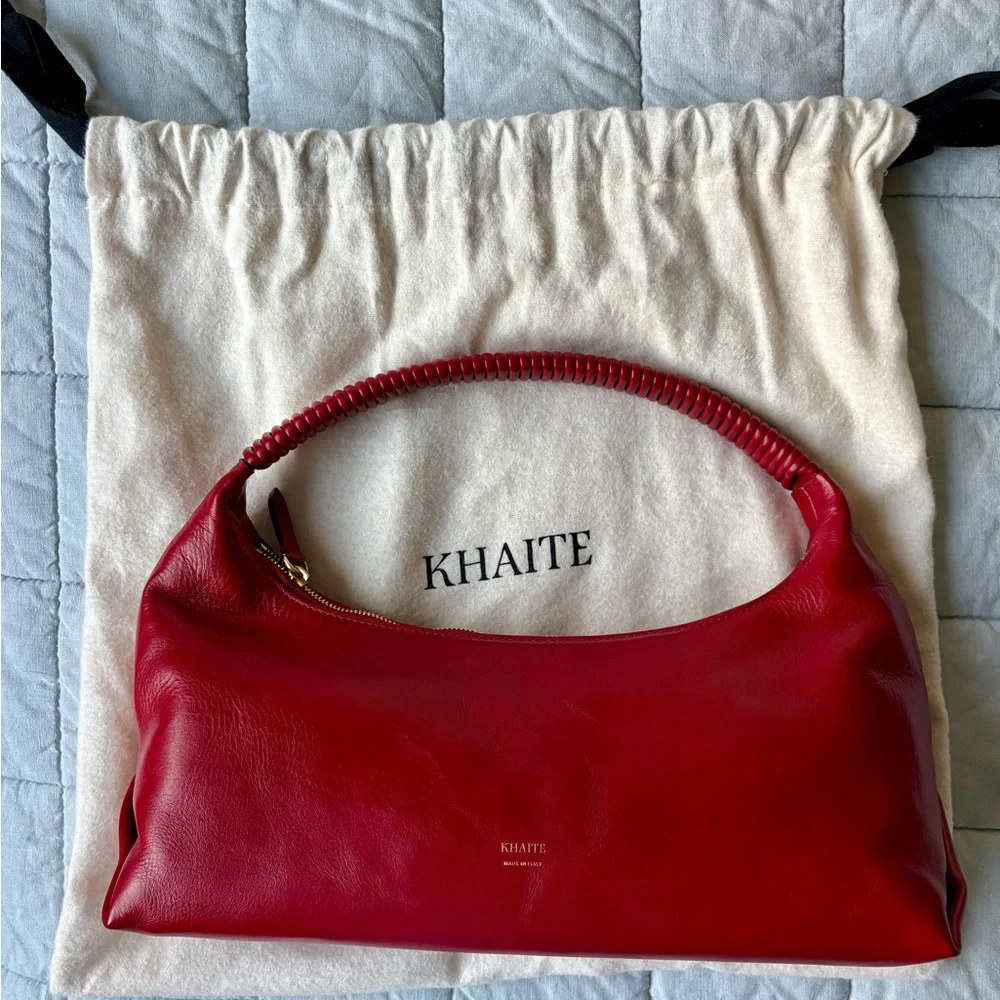 KHAITE Remi Red Leather Shoulder Bag - Picture 2 of 6